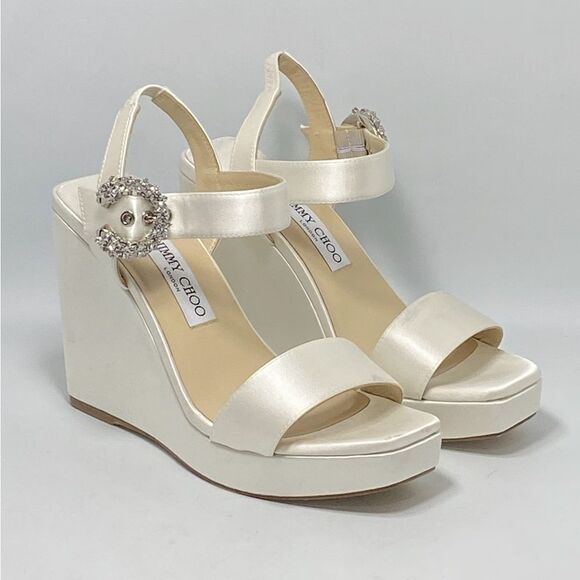 Jimmy Choo Mirabelle Satin Wedge Sandals size 38 - Picture 1 of 13
